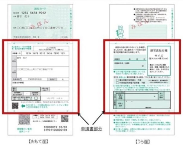 通知カードと個人番号カード交付申請書兼電子証明書発行申請書
