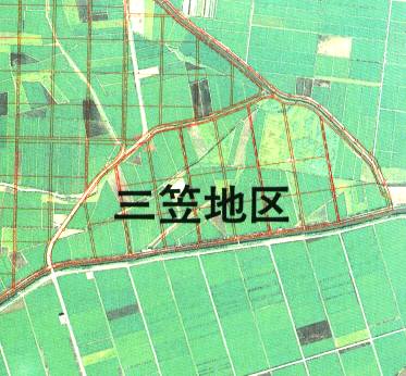 三笠地区と太字で文字が書かれている鳥瞰図のイラスト画像