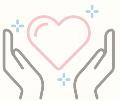 ピンクのハートを手で包み込むように支えるイラスト